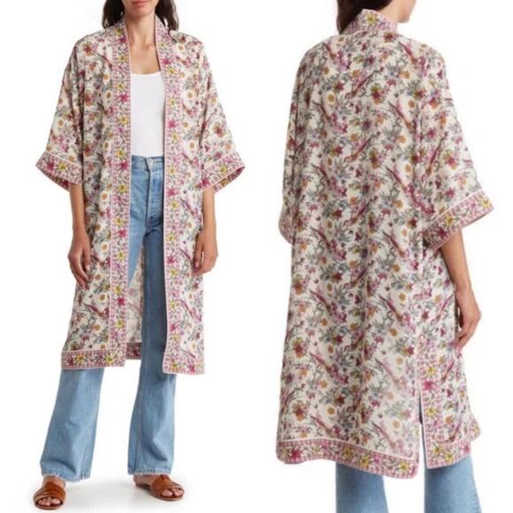 Max Studio Boho Parrot Multicolor Print Kimono Duster Women’s Size Medium - Picture 1 of 11